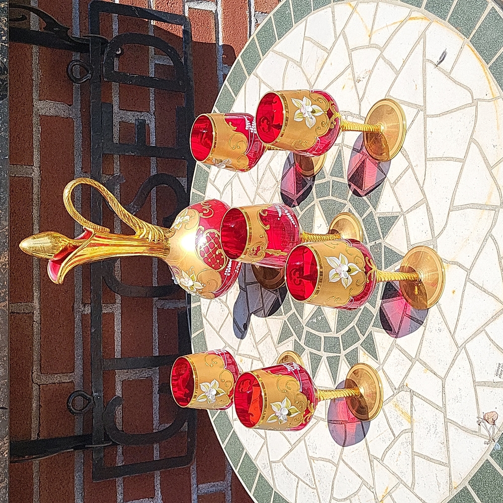 24k gold leaf Murano glass decanter set